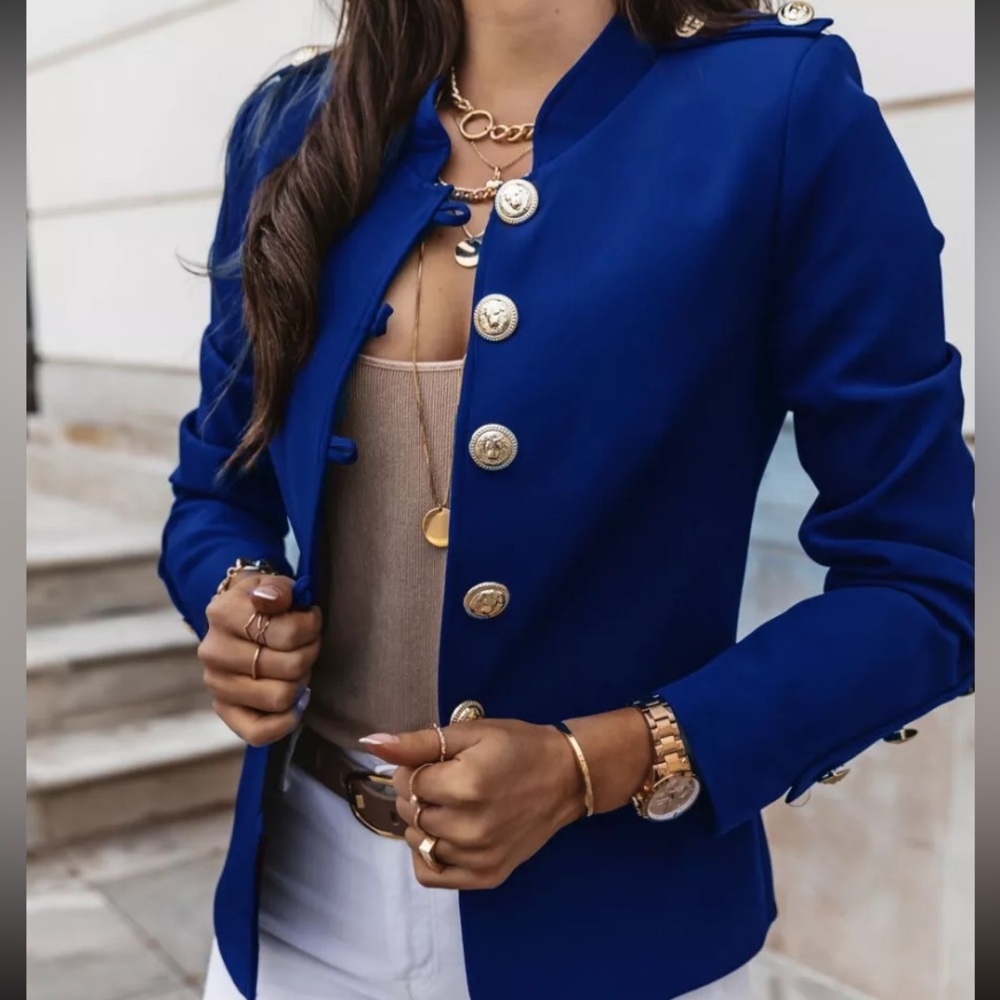 Suvimuga Royal Blue or Deep Red Open Blazer Epaulettes Cosplay Work Sz S NWT